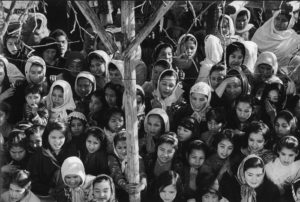 Girls from a secret school in Kabul in 2002