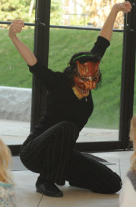 Actor wearing an aquaplast tiger mask