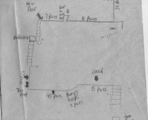 A hand-drawn map of a school path