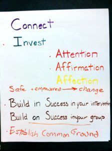 White board with how to connect and invest in people