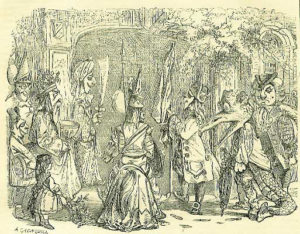 A christmas play with mummers in costume